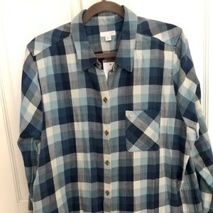 NWT J.Jill plaid button down top with side pckts